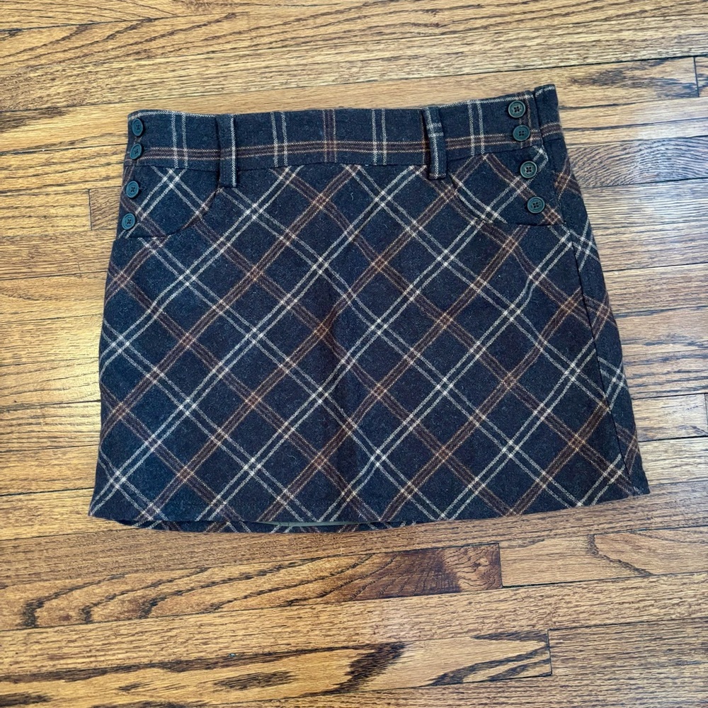 Vintage Y2K Free People Wool Plaid Skirt